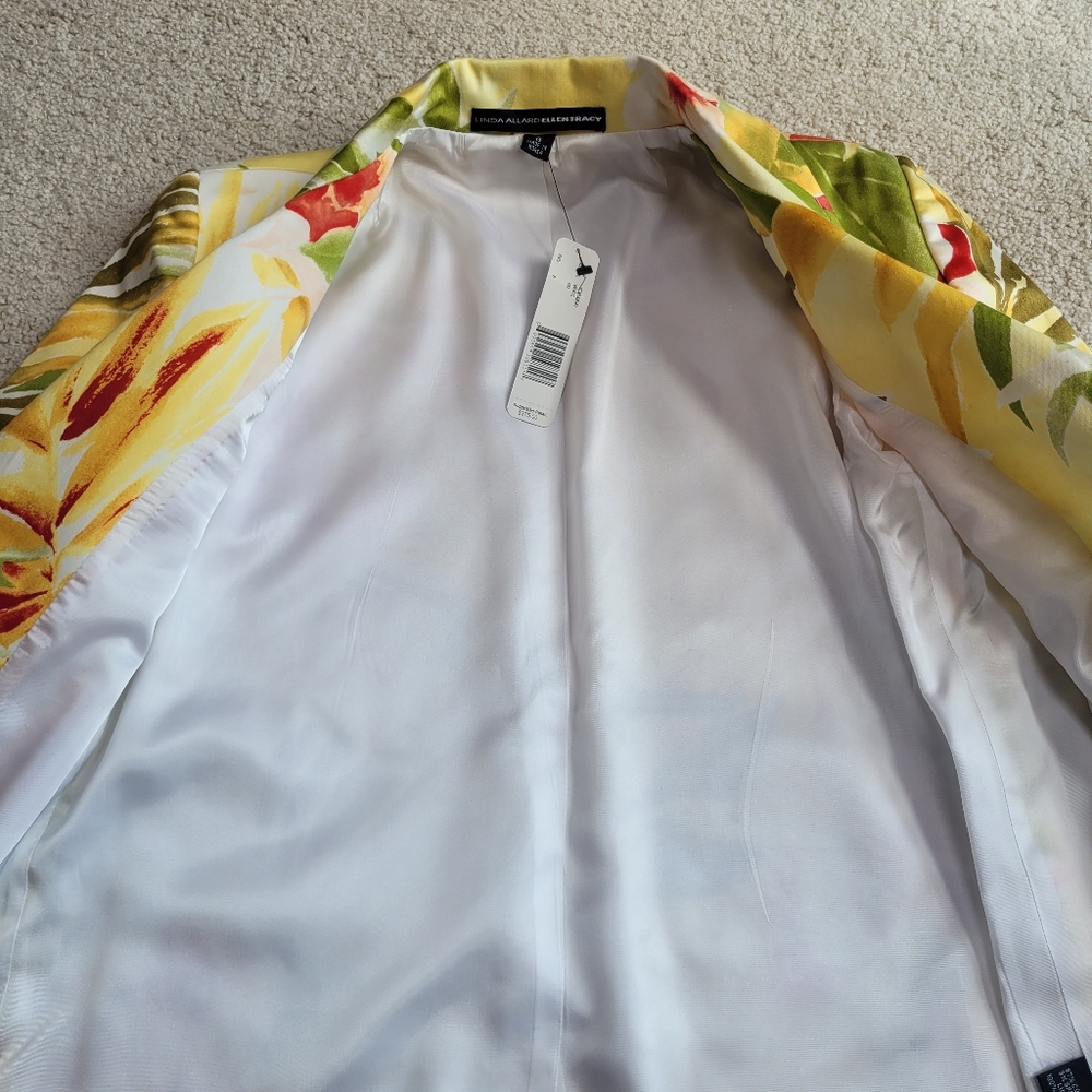 *NWT* Linda Allard Ellen Tracy Lightweight Tropical Floral Blazer Jacket Size 8 - Picture 7 of 10